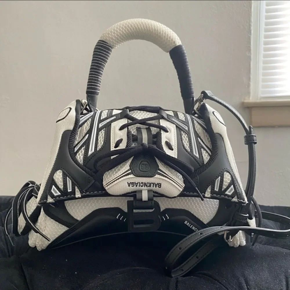 Black and white Balenciaga sneaker handbag